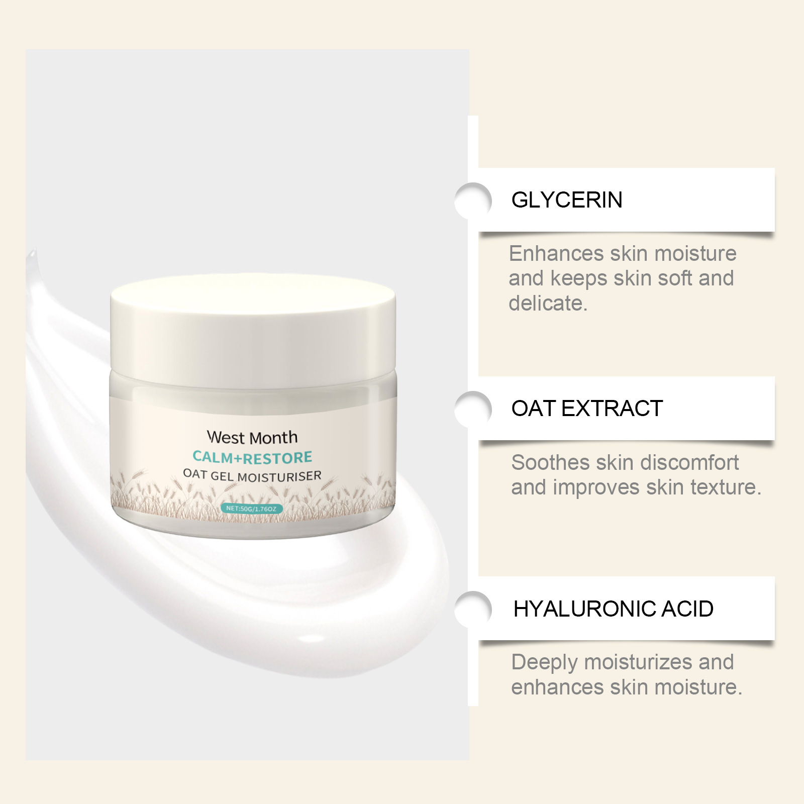 50g Oat Moisturizing Face Crea - Skincare Oat review and price