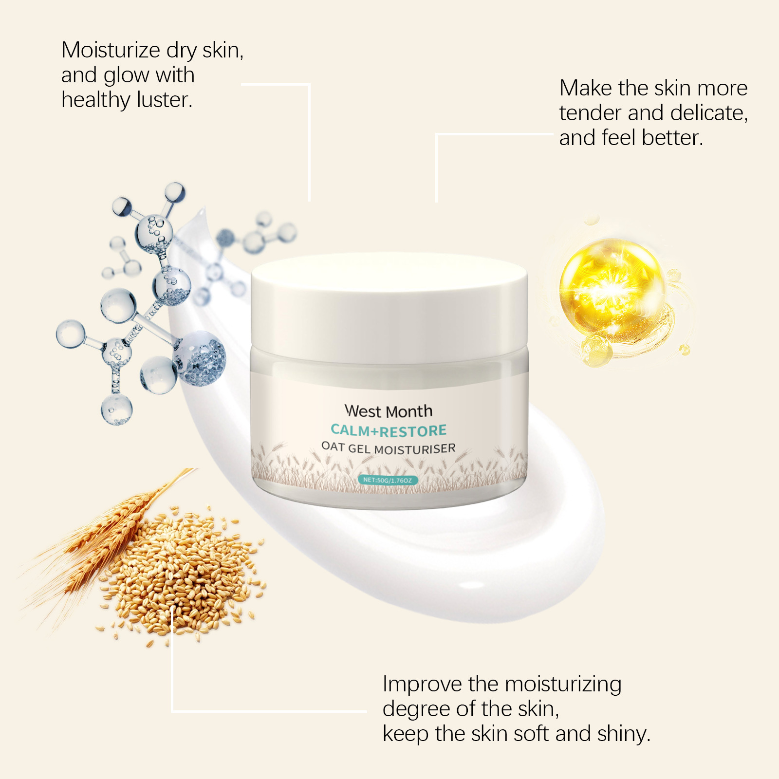 50g Oat Moisturizing Face Crea - Skincare Oat review and price